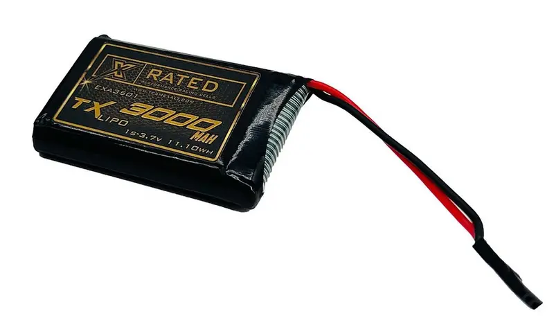 Exalt - 1S 3.7V 3000Mah Tx Reciever W/Futaba Connector, X-Rated Lipo Battery Series 1