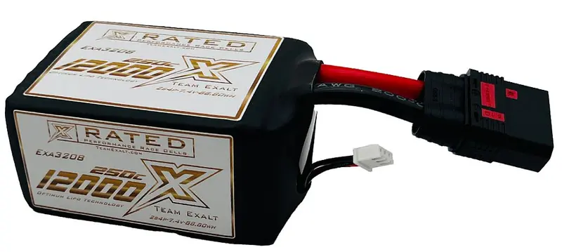 Exalt - 2S 7.4V 12,000Mah 250C 2S4p W/Qs8 Connector, X-Rated Lipo Battery Series 1