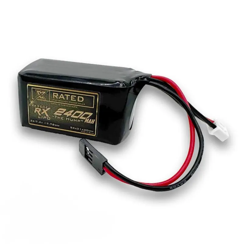Exalt - X-Rated 2S Lipo Hump Receiver Battery (Kyosho/Tekno) (7.4V/2400Mah) W/Futaba Connector 1
