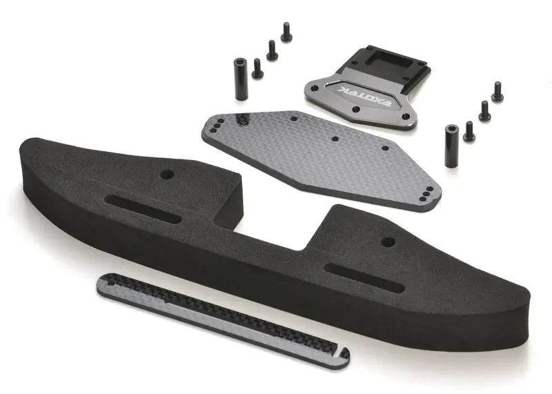 Exotek Racing - 22S Drag Front Bumper Set, Alloy, Cf & Foam With Gnss Slot 1