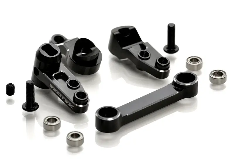 Exotek Racing - 22S Hd Steering Set, Full Bearing Style, 7075 Black And Silver 1