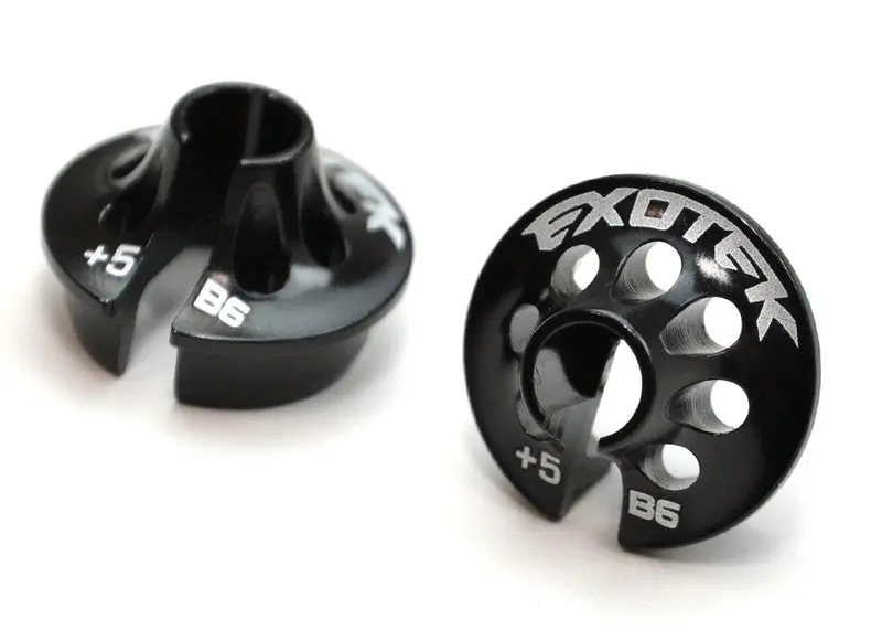 Exotek Racing - B6 +5 Offset Spring Perch, Alloy, 1 Pair, Black Anodized, For B6/B6d 1