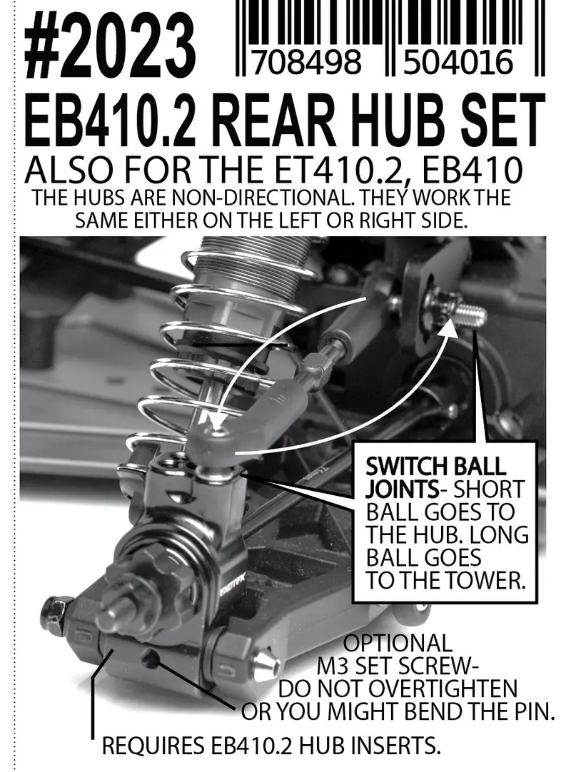 Exotek Racing - Eb410.2 Heavy Duty Rear Hub Set, 7075 Aluminum 2