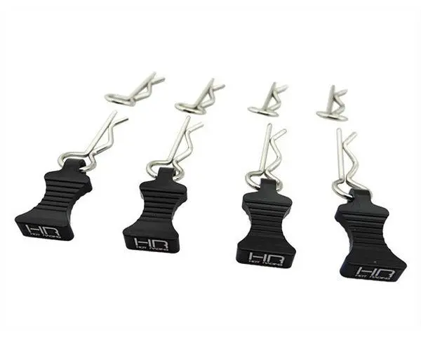 Hot Racing - 1/10 Black Aluminum Ez Pulls (4Pcs) And Body Clips (8Pcs) 1