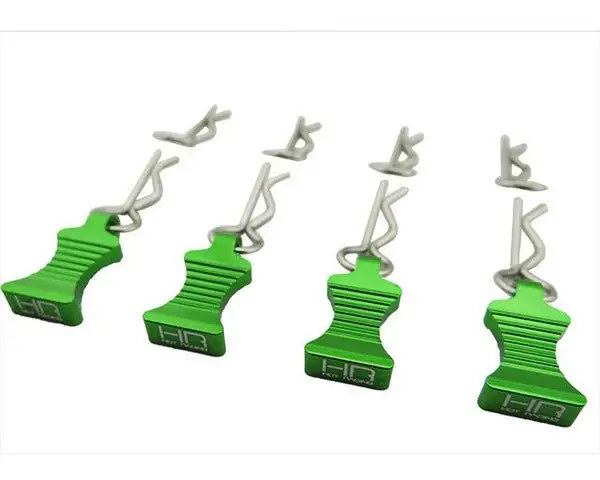 Hot Racing - 1/10 Green Aluminum Ez Pulls (4Pcs) And Body Clips (8Pcs) 1