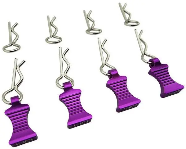 Hot Racing - 1/10 Purple Aluminum Ez Pulls (4Pcs), Body Clips (8Pcs) 1