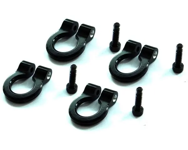 Hot Racing - 1/10 Scale Aluminum Black Tow Shackle D-Rings (4Pcs) 1