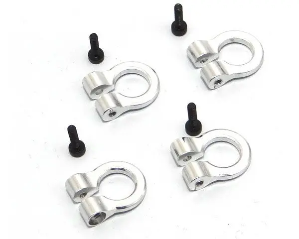 Hot Racing - 1/10 Scale Aluminum Silver Tow Shackle D-Rings (4) 1