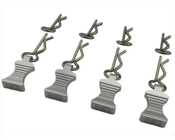Hot Racing - 1/10 Silver Aluminum Ez Pulls (4Pcs), Body Clips (8Pcs) 1