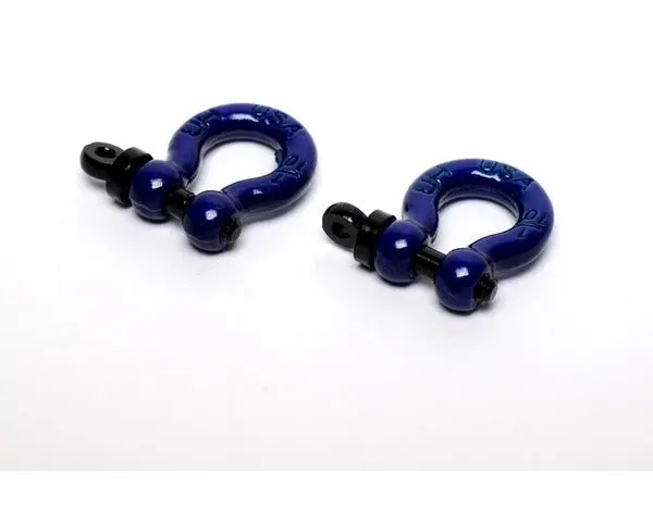 Hot Racing - Aluminum 1/10 Scale Tow Shackles, Blue, (D-Rings), For Axial Scx10 Jeep 1