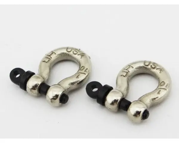 Hot Racing - Aluminum 1/10 Scale Tow Shackles, Chrome, (D-Rings), For Axial Scx10 Jeep 1