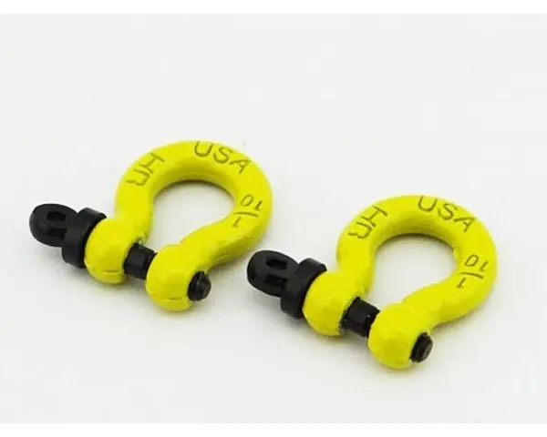 Hot Racing - Aluminum 1/10 Scale Tow Shackles, Yellow, (D-Rings) For Axial Scx10 Jeep, 1