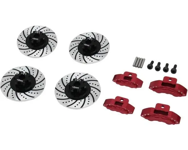 Hot Racing - Aluminum Brake Disc W/ Red Calipers, For Traxxas 4-Tec 2.0 1