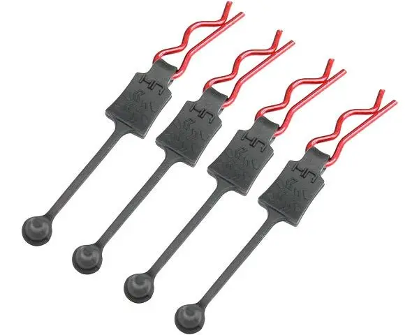 Hot Racing - Body Clip Retainers, For 1/8Th Scale, Red (4Pcs) 1