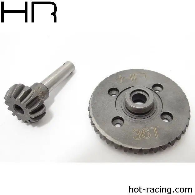 Hot Racing - Heavy Duty Spiral Cut Bevel Gear Set, 36/14 Tooth, For Axial Ax10 1