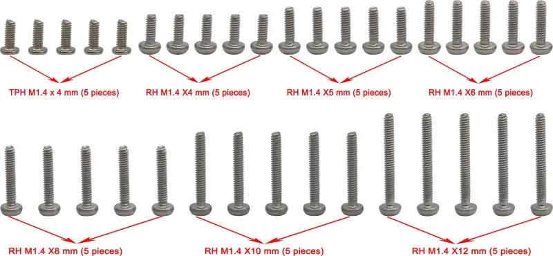 Hot Racing - M1.4 Round Head Screw Set, For Axial Scx24 (35Pcs) 1