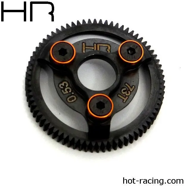 Hot Racing - Steel 73 Tooth 48 Pitch Spur Gear With Orange Washers, For Traxxas Slash 1