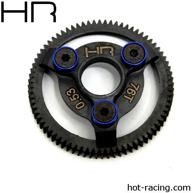 Hot Racing - Steel 76 Tooth 48 Pitch Spur Gear With Blue Washers, For Traxxas Slash 1