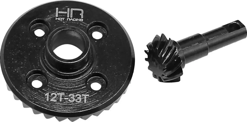 Hot Racing - Steel Helical Differential Ring/Pinion Overdrive, 12 Tooth & 33 Tooth, For Traxxas Trx4 1