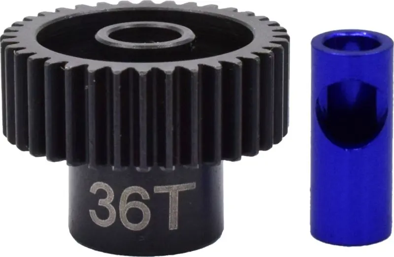 Hot Racing - Steel Pinion Gear, 36 Tooth, 48 Pitch, 5Mm, W/ 1/8 Adapter 1