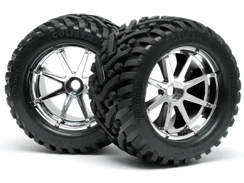 Hpi Racing - Mounted Goliath Tire, 178X97mm, On Blast Wheel, Chrome, Savage X 1