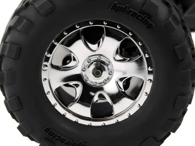 Hpi Racing - Mounted Gt2 Tire, S Compound, On Warlock Wheel, Chrome Glued, Includes Molded Inserts 1