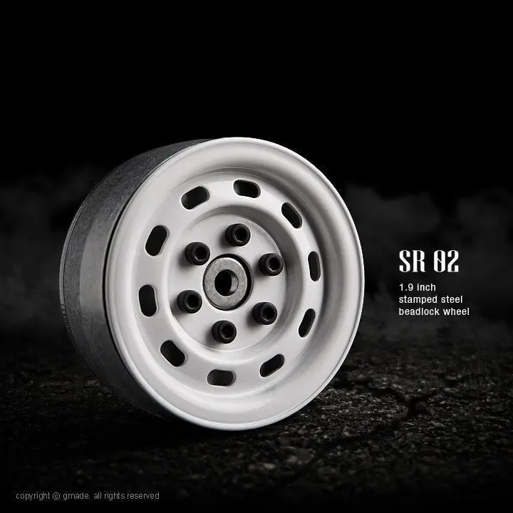 Junfac - 1.9 Sr02 Beadlock Wheels (Gloss White) (2) 1