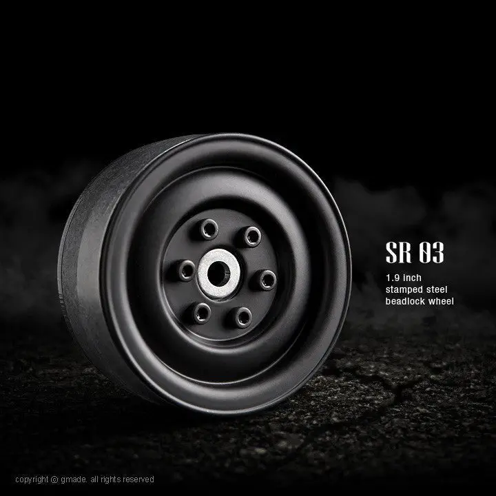 Junfac - 1.9 Sr03 Beadlock Wheels (Matt Black) (2) 1