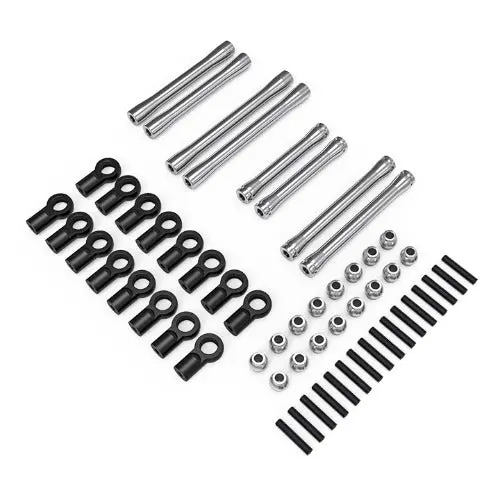 Junfac - Front & Rear Aluminum Link Set, For 267Mm Wheelbase Chassis, Silver, For Tamiya Cc02 1