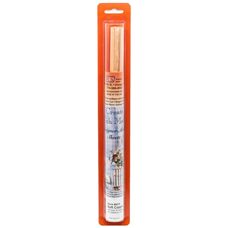 K & S Metals - Copper Crafting Foil: 0.003" Thick X 12" Wide X 30" Long 1