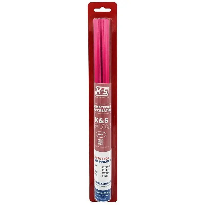 K & S Metals - Pink Aluminum Crafting Foil 0.004" Thick (36 Ga) X 12" Wide X 24" Long 1