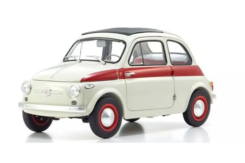 Kyosho - 1/18 Fiat Nouva 500 Sport Light Gray/Red Line Diecast Model 1