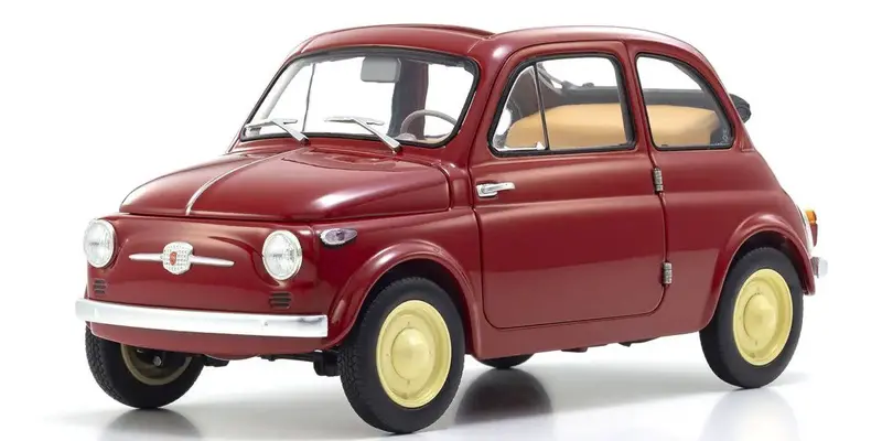 Kyosho - 1/18 Fiat Nuova 500 Diecast Model, Coral Red 1