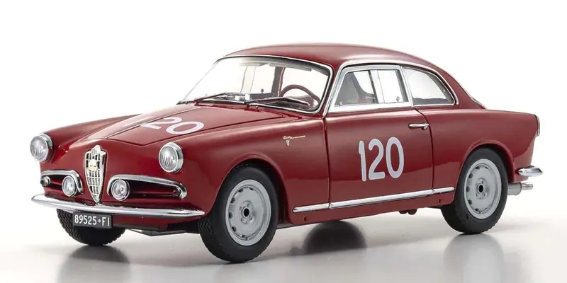 Kyosho - 1/18 Scale Alfa Romeo Giulietta Sv Mille Miglia 1956 #120 Model Diecast Car 1
