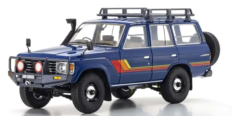 Kyosho - 1/18 Scale Toyota Land Cruiser 60 With Optional Parts Blue Model Diecast Car 1