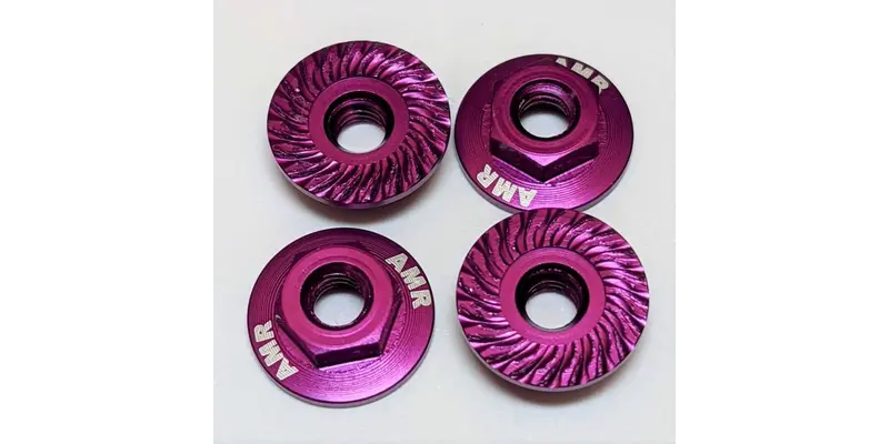 Kyosho - M4 Aluminum Serrated Flange Nut, Purple (4Pcs) 1