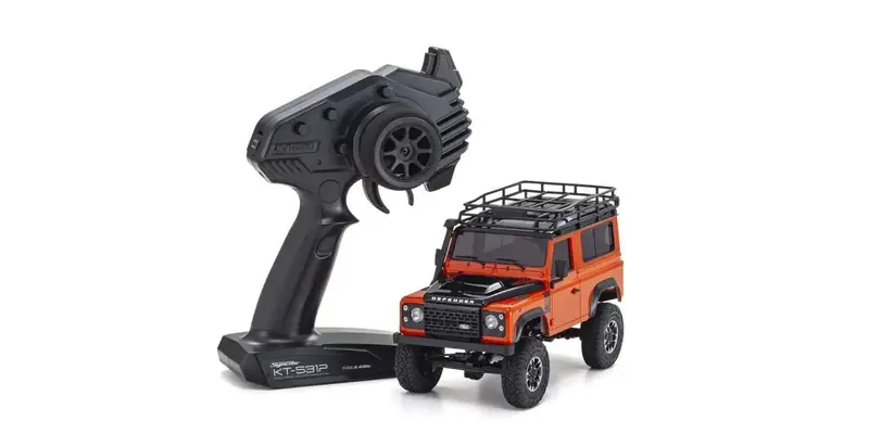 Kyosho - Mini-Z 4X4 Series Ready Set Land Rover Defender 90 Adventure Phoenix Orange/Santorini Black 1