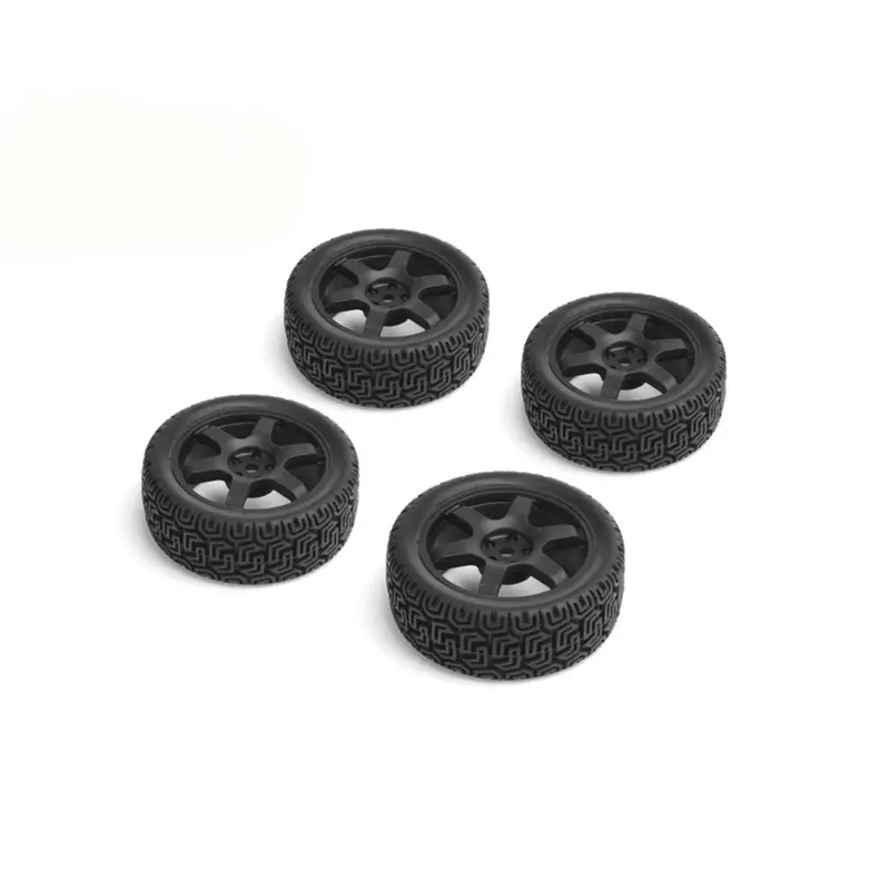 Louise R/C - 1/10 Rally Tires 6 Spoke Wheel-Black (4Pc), For Lrx Rally, Fits Ldx Drift, Ltx Touring 1