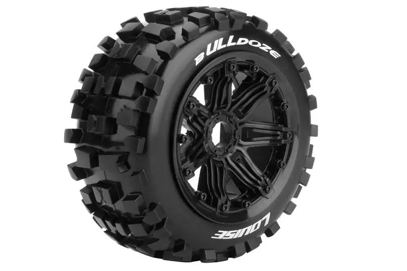 Louise R/C - B-Ulldoze 1/5 Off-Road Buggy Tires, 24Mm Hex, Mounted On Black Spoke Rim, Sport Compound, Back (2) 1