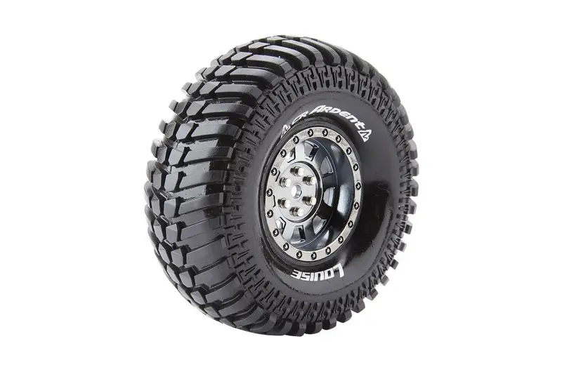Louise R/C - Cr-Ardent 1/10 1.9" Crawler Tires, 12Mm Hex, Super Soft, Mounted On Black Chrome Rim, Front/Rear (2) 1