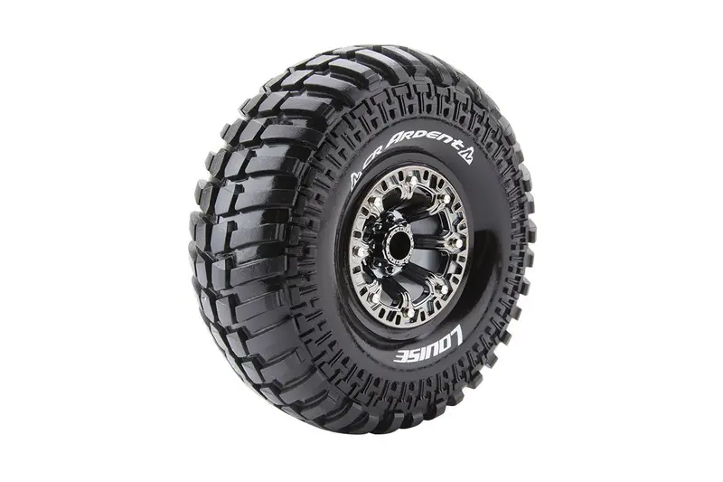 Louise R/C - Cr-Ardent 1/10 2.2" Crawler Tires, 12Mm Hex, Super Soft, Mounted On Black Chrome Rim, Front/Rear (2) 1