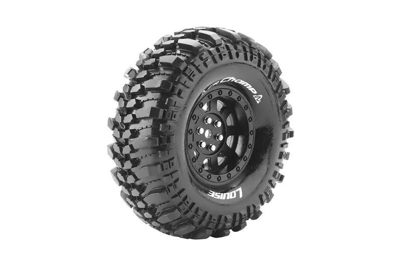 Louise R/C - Cr-Champ 1/10 1.9" Crawler Tires, 12Mm Hex, Super Soft, Mounted On Black Rim, Front/Rear (2) 1