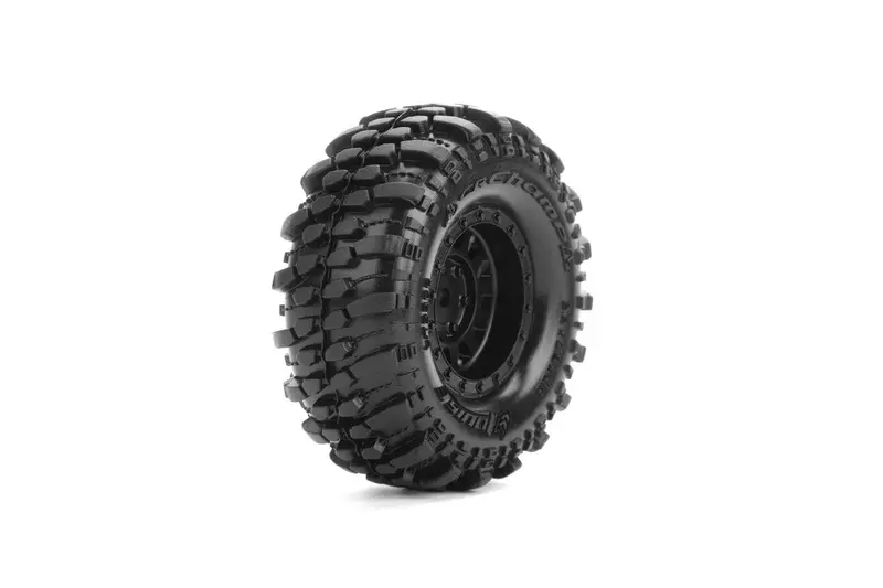 Louise R/C - Cr-Champ 1/18, 1/24 1.0" Crawler Tires, 7Mm Hex, Super Soft, Mounted On Black Rim, Front/Rear (2) 1