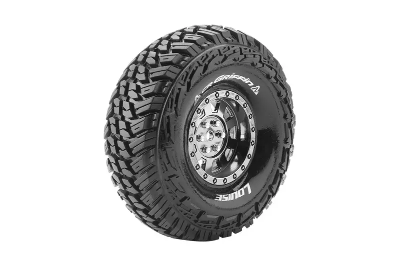 Louise R/C - Cr-Griffin 1/10 1.9" Crawler Tires, 12Mm Hex Mounted On Black Chrome Rim, Super Soft, Front/Rear (2) 1