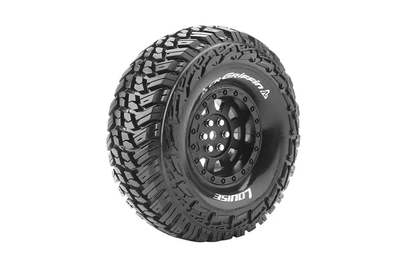 Louise R/C - Cr-Griffin 1/10 1.9" Crawler Tires, 12Mm Hex, Super Soft, Mounted On Black Rim, Front/Rear (2) 1