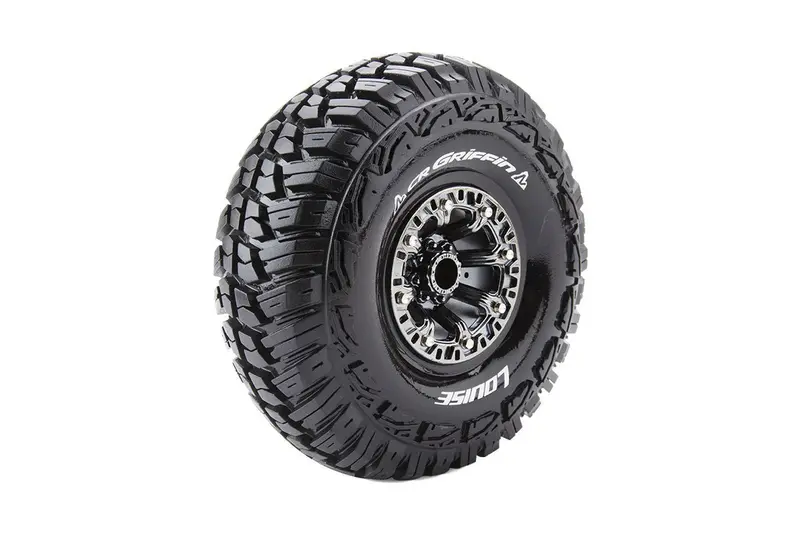 Louise R/C - Cr-Griffin 1/10 2.2" Crawler Tires, 12Mm Hex On Black Chrome Rim, Super Soft, Front/Rear (2) 1