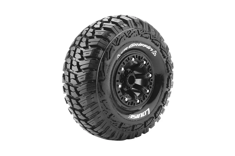 Louise R/C - Cr-Griffin 1/10 2.2" Crawler Tires, 12Mm Hex, Super Soft, Mounted On Black Rim, Front/Rear (2) 1