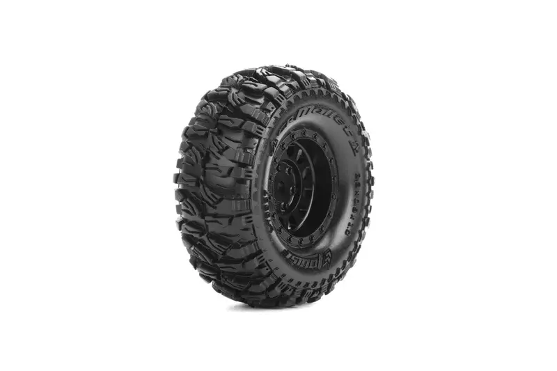 Louise R/C - Cr-Mallet 1/18, 1/24 1.0" Crawler Tires, 7Mm Hex, Super Soft, Mounted On Black Rim, Front/Rear (2) 1