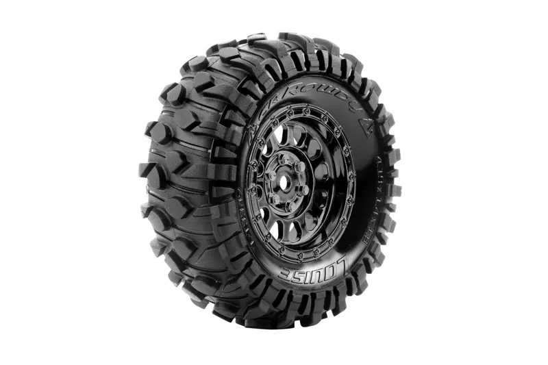 Louise R/C - Cr-Rowdy 1/10 1.9" Crawler Class 1 Tires, 12Mm Hex On Black Chrome Rim, Super Soft, Front/Rear (2) 1
