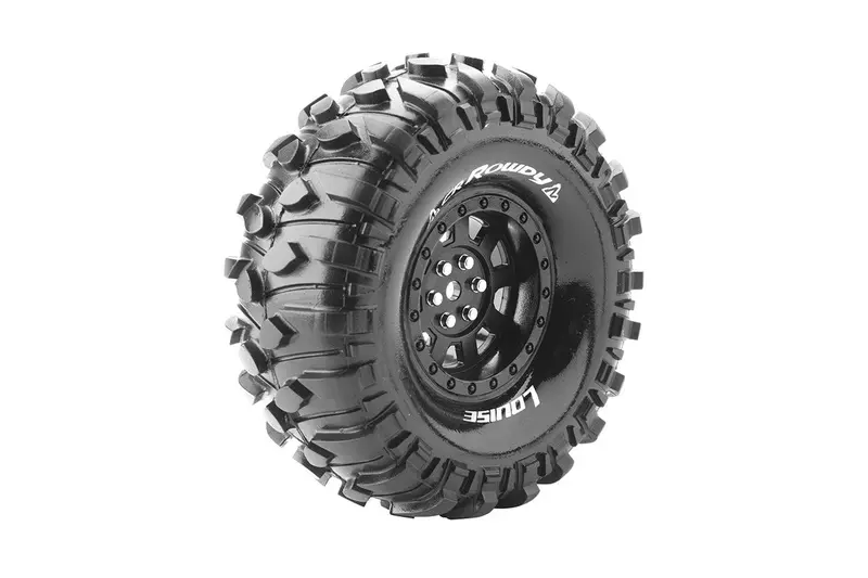 Louise R/C - Cr-Rowdy 1/10 1.9" Crawler Tires, 12Mm Hex, Super Soft, Mounted On Black Rim, Front/Rear (2) 1